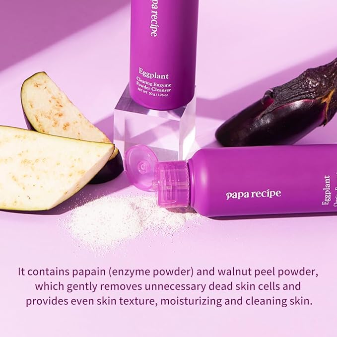 Papa Recipe Eggplant Enzyme Powder Cleanser - Soft Exfoliating Facial Wash for Sensitive Skin (50g, 1.72oz) - Korean Skincare for Radiant, Smooth Complexion, Safe for sensitive skin-GlimoraGlow