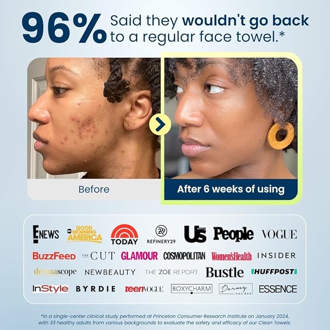 Clean Skin Club Clean Towels XL™ Supreme, 100% USDA Biobased Dermatologist Approved Face Towel, Gentle Exfoliation, Disposable Facial Washcloth, Makeup Remover Dry Wipes, 50 Count-GlimoraGlow