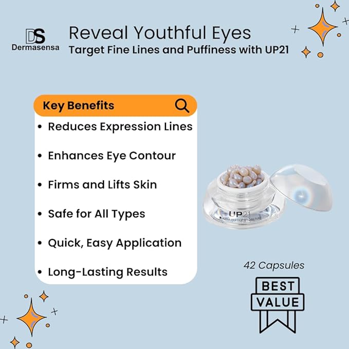 UP21 Eye Serum for Dark Circles & Puffiness (42 cap jar)-GlimoraGlow