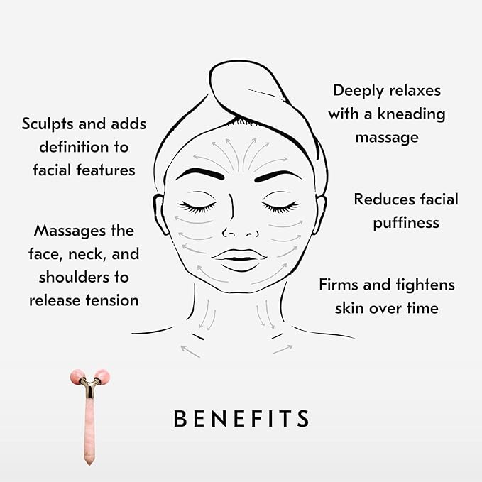 Mount Lai Rose Quartz Tension Melting Facial Massager for Face & Neck – Face Roller to Relieve Tension, Soothe Stress, Improve Circulation & Enhance Skin Radiance-GlimoraGlow
