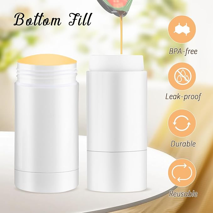 12 Pieces 15g White Plastic Deodorant Containers,Empty 1/2 oz Travel Lip Balm Tubes,Refillable Twist-UP Solid Perfume Tubes,Lipstick Tubes for DIY-GlimoraGlow