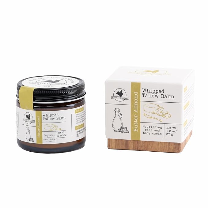 Handmade Whipped Tallow Balm (Butter Almond): Fragrance-Free, No Essential Oils - 1.3 oz-GlimoraGlow