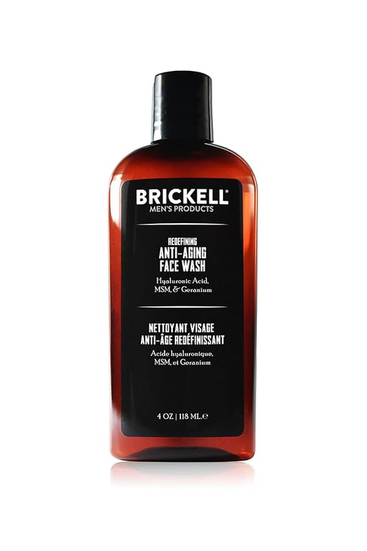 Brickell Men's Redefining Anti-Aging Face Wash For Men, Natural and Organic, Foaming Gel Face Wash Firms & Plumps Skin to Reduce Signs of Aging (Scented, 4 oz)-GlimoraGlow