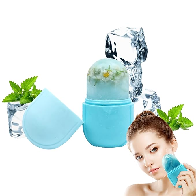 Ice Roller for Face and Eye, Ice face roller,Gua Sha Facial Tools, Facial ice roller, Skin Care Tools,Ice mold for face…(blue-face)-GlimoraGlow
