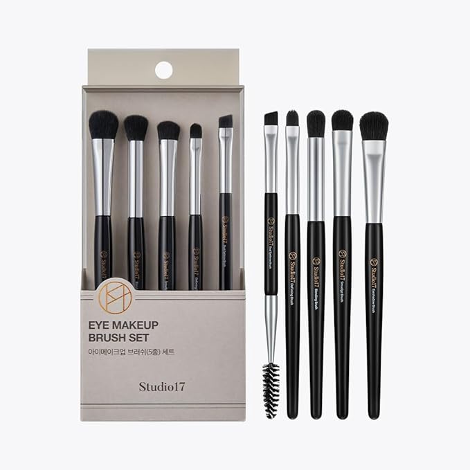 Eye Makeup Brush Set 5 Pcs | Small & Portable Eye Shadow Brushes | Korean Eye Makeup Brushes | Premium Synthetic Bristles for Professionals-GlimoraGlow