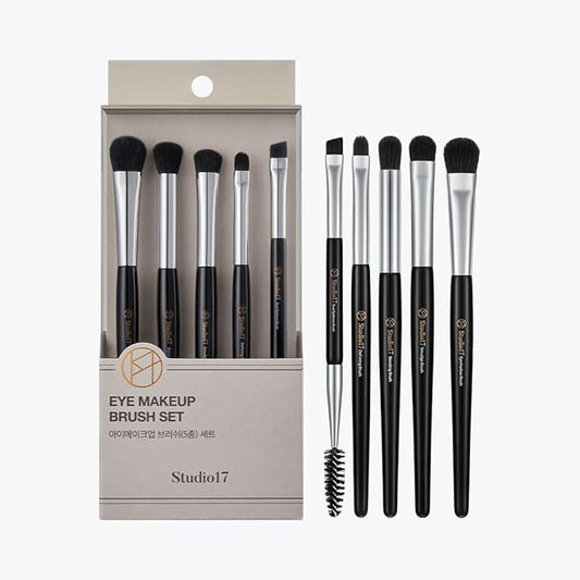 Eye Makeup Brush Set 5 Pcs | Small & Portable Eye Shadow Brushes | Korean Eye Makeup Brushes | Premium Synthetic Bristles for Professionals-GlimoraGlow