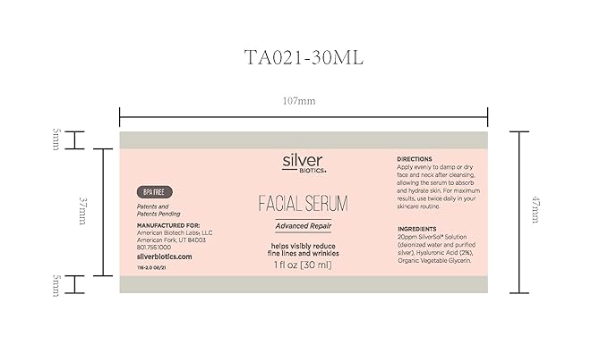 Silver Biotics Anti-aging Colloidal Nano-Silver Facial Serum Gel | Great For Blemishes, Scars & More All Natural Face Care | 20 PPM Silversol + 2% Hyaluronic Acid | 1 fl oz-GlimoraGlow