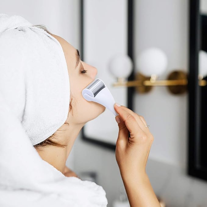 MAANGE Ice Roller For Face & Eye Roller for Puffiness,Stainless Steel Facial Roller Ice Face Roller Mini Roller Set (white 2 pcs)-GlimoraGlow