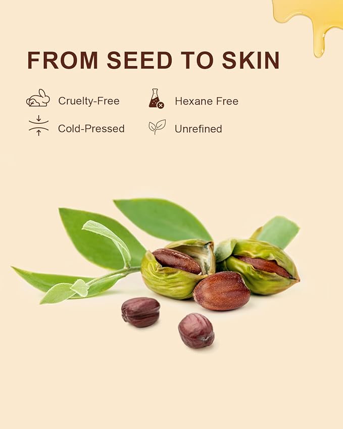 Yoken USDA Organic Jojoba Oil Cold Pressed 8 fl oz, 100% Pure & Natural Unrefined Jojoba Oil for Face Hair & Skin Massage, Hexane Free, Deeply Moisturizing Body Carrier oils Multi-Purpose Serum-GlimoraGlow