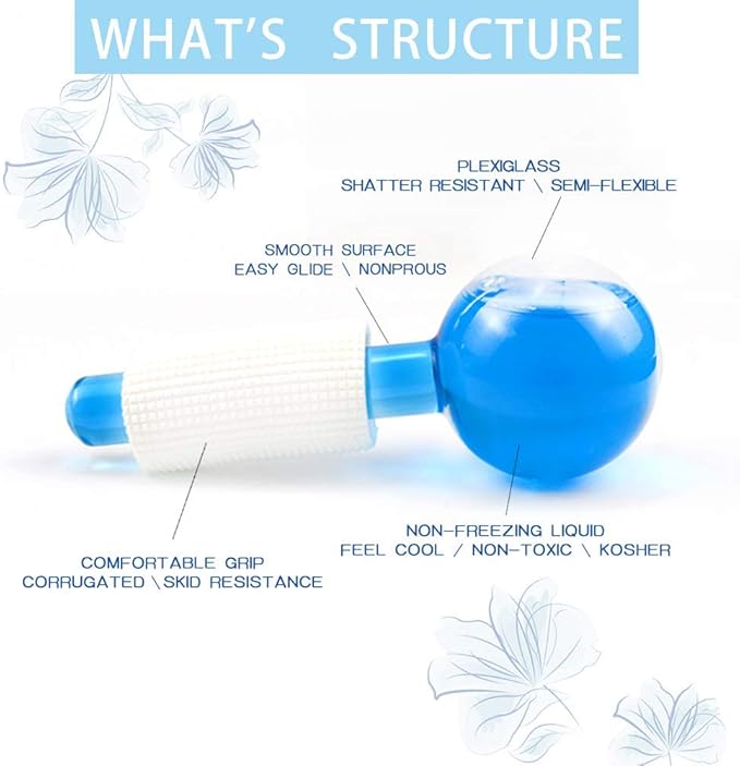 ICE Globes for Facial, 2 PCS Facial Globes for Massage Tool, Facial Roller Cold Skin Massagers, Tighten Skin, Reduce Puffiness and Dark Circles, Enhance Circulation-GlimoraGlow