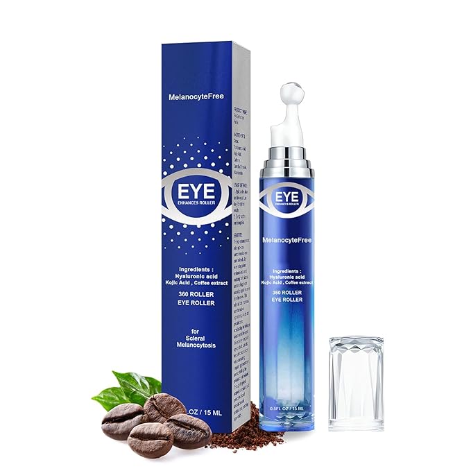 Caffeine Eye Serum,Under Eye Roller Serum with 360° Massage Ball,Eye Contour Cream for Dark Circles and Puffiness Wrinkles Fine Lines-GlimoraGlow