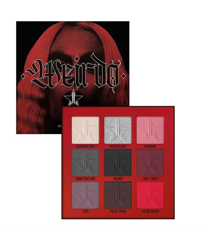Jeffree Star Cosmetics Weirdo Mini Palette + Mini Controversy & Black Jeffree Star Approved Mascara Bundle of 3, Red-GlimoraGlow