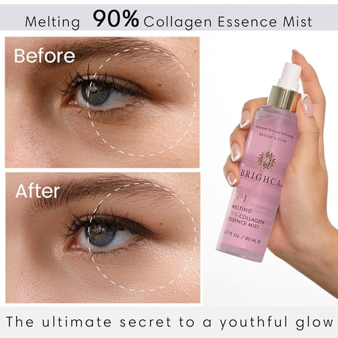 Melting 90% Collagen Essence Mist (2.7 Fl Oz) | Anti Aging, Renew Skin Cells and Protect Skin Barrier with 90% Marine Collagen and TriAqua Mender™-GlimoraGlow