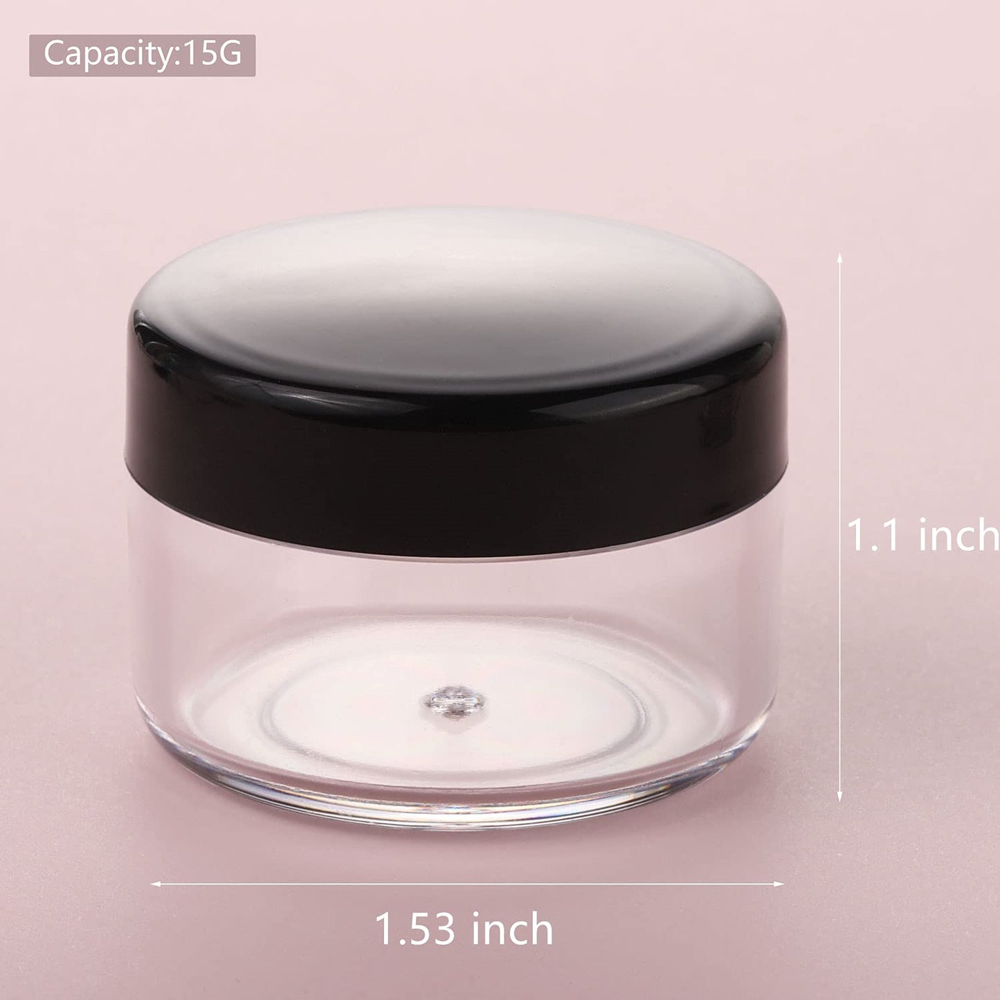 100 Count Small Sample Containers Makeup Jars 15 Gram Cosmetic Containers with Lids Black Traveling Jars Empty Bottles for Toiletries-GlimoraGlow