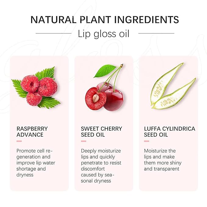 Hydrating Lip Glow Oil, Moisturizing Plumper Lip Gloss, Transparent Plumping Balm, Tinted Balm Care 0.2 OZ - 006 BERRY-GlimoraGlow