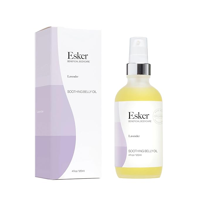 ESKER Natural Soothing Belly Oil | (4.0oz) | Plant-Based Formulated for Pre and Postpartum Skin | Designed to Fade Existing Stretch Marks and Prevent the Formation of New Ones | Cruelty Free-GlimoraGlow