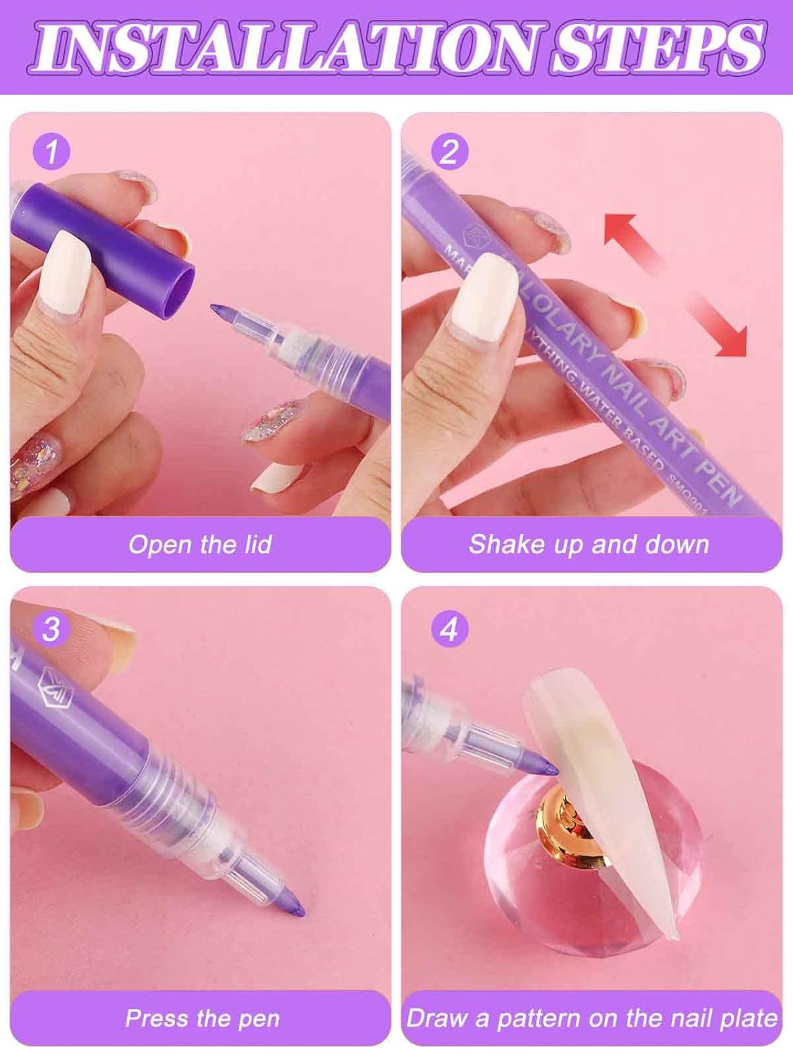 12 Color 3D Nail Art Pens Set, Kalolary Nail Point Graffiti Dotting Pen Drawing Painting Liner Brush for DIY Nail Art Beauty Adorn Manicure Tools-GlimoraGlow