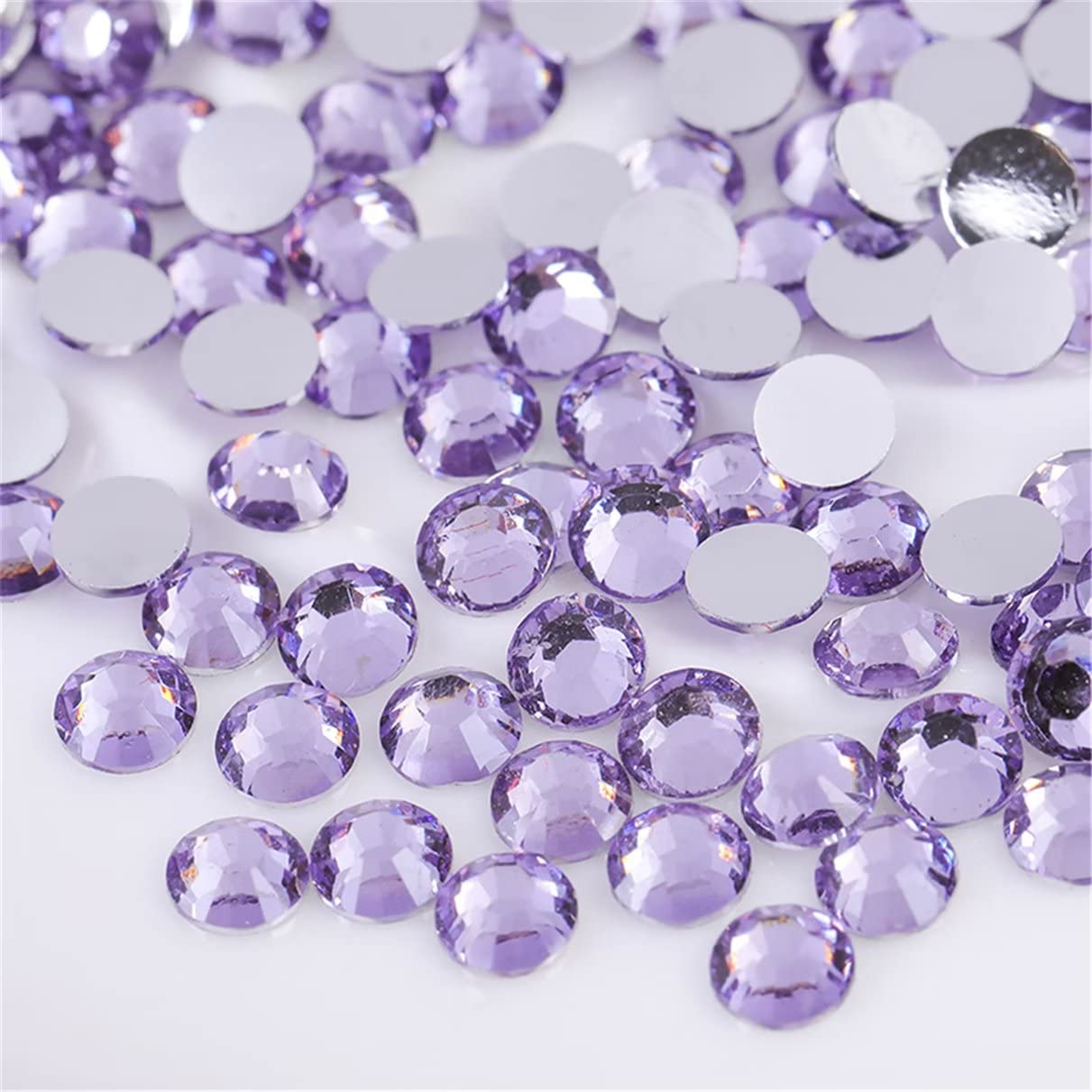 1500 Pieces SS16 4mm Flatback Rhinestones Clear Glass Round Gems Crystals for Nail Art DIY Crafts Clothes Shoes Bags （Light Purple）-GlimoraGlow