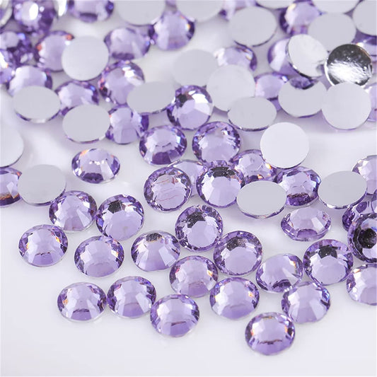 1500 Pieces SS16 4mm Flatback Rhinestones Clear Glass Round Gems Crystals for Nail Art DIY Crafts Clothes Shoes Bags （Light Purple）-GlimoraGlow