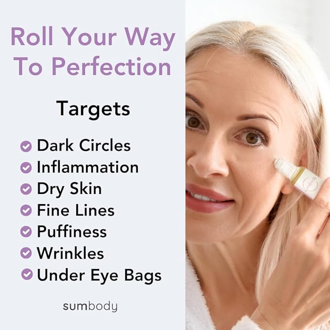 Natural Peptide Energizing + Eye Serum Reduces Puffiness, Fine Lines & Under Eye Bags Hydrating fragrance free Under Eye Treatment Roller ball massage, age-defying eye cream-GlimoraGlow