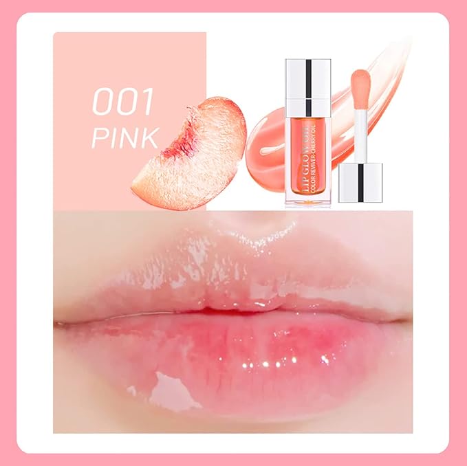 2 Set Lip Oil Hydrating Tinted Lip Balm, Plump Lip Gloss Lip Care Transparent Toot Lip Oil Tinted, Fresh Texture & Non-sticky, Nourishing Repairing Lightening Lip Lines Lip Care Products (Pink / Rosewood)-GlimoraGlow