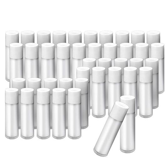 1st Choice 50 Lip Balm Empty Container Tubes 3/16 Oz (5.5ml), Natural White Color-GlimoraGlow