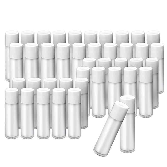 1st Choice 50 Lip Balm Empty Container Tubes 3/16 Oz (5.5ml), Natural White Color-GlimoraGlow