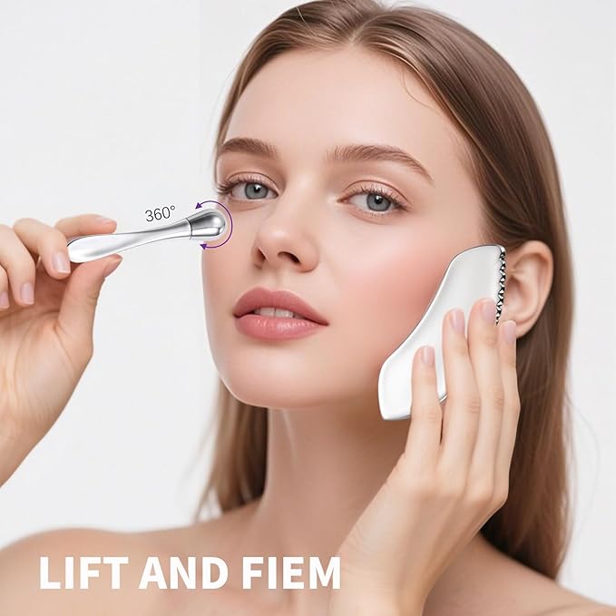 Stainless Steel GuaSha Tool & Eye Cream Applicator Facial Tools, Metal Detail Guasha for Face Neck, Eye Massager Tool, Lymphatic Drainage Face Massage Tool, Skin Care Gift-GlimoraGlow