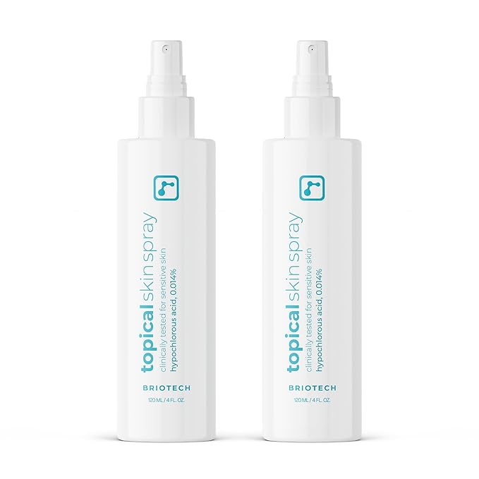 BRIOTECH Topical Skin Spray, Hypochlorous Acid Spray for Sensitive Skin, HOCl Facial Mist, Full Body Support Against Irritation, Calm Redness, Soothe Foot & Scalp, 4 oz (2 Pack)-GlimoraGlow