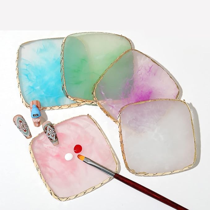 1 Piece Nail Art Palette Nail Polish Palette Mixing Palette Makeup Plate Nail Plate for Nail Art Nail Tip Holder Nail Art Display (pink square)-GlimoraGlow