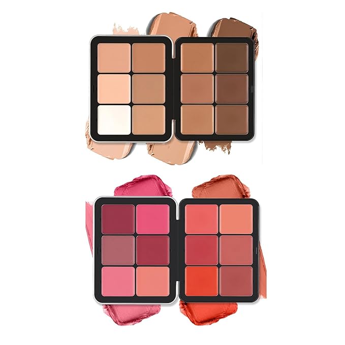 12 Color Concealer Palette & 12 Colors Blush Palette,Full Coverage Makeup,Corrector for Under Eye Dark Circles and Highlight Blush Palette Face Cosmetics Makeup-GlimoraGlow