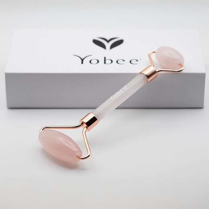 Yobee Face Roller Massager, Rose Quartz, Gua Sha Anti Aging Wrinkles Puffiness Acupressure Facial Skin Care Gift for Women-GlimoraGlow