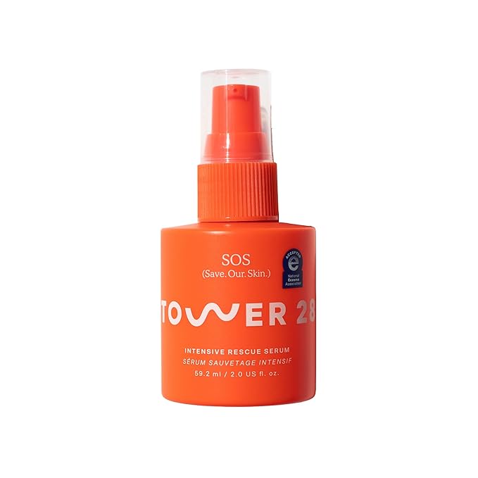Tower 28 SOS Intensive Rescue Serum for Sensitive Skin, Hypochlorous Acid Skin Care, Helps Reduce Face Redness, Safe for All Skin Types, 2 FL Oz-GlimoraGlow