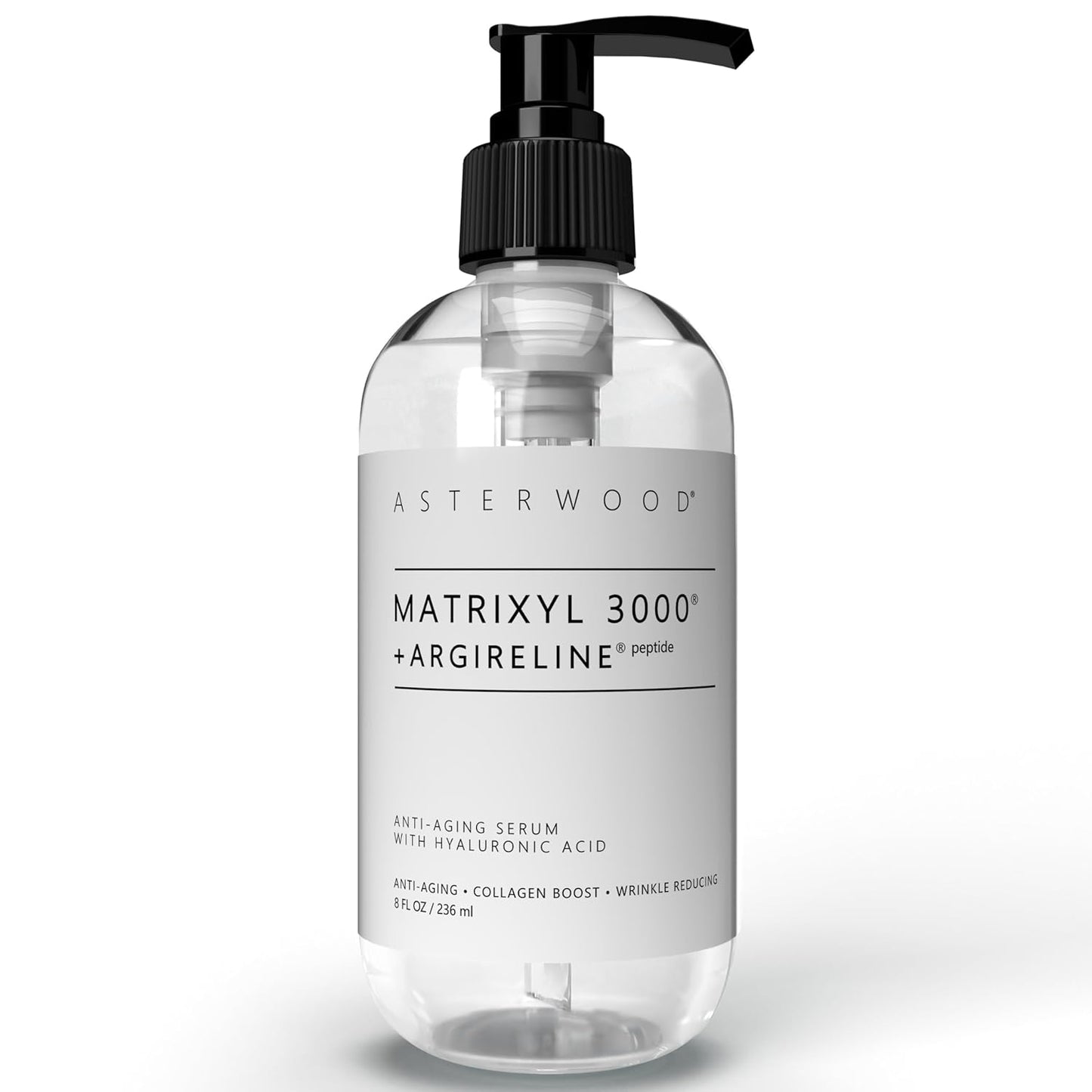 Asterwood Matrixyl 3000 + Argireline Serum for Face - Multi Peptide Serum with Hyaluronic Acid - Anti-Aging, Wrinkle Reducing, Collagen Boosting - Fragrance-Free - 8 Fl Oz-GlimoraGlow