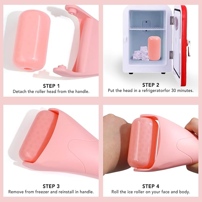 huefull Ice Roller for Face with 2 Rollers and Gua Sha Facial Tools, Face Roller for Self Care, Guasha Tool for Face, Puffiness Relief, Skin Care Gifts for Woman Men, Self Care Gifts-GlimoraGlow