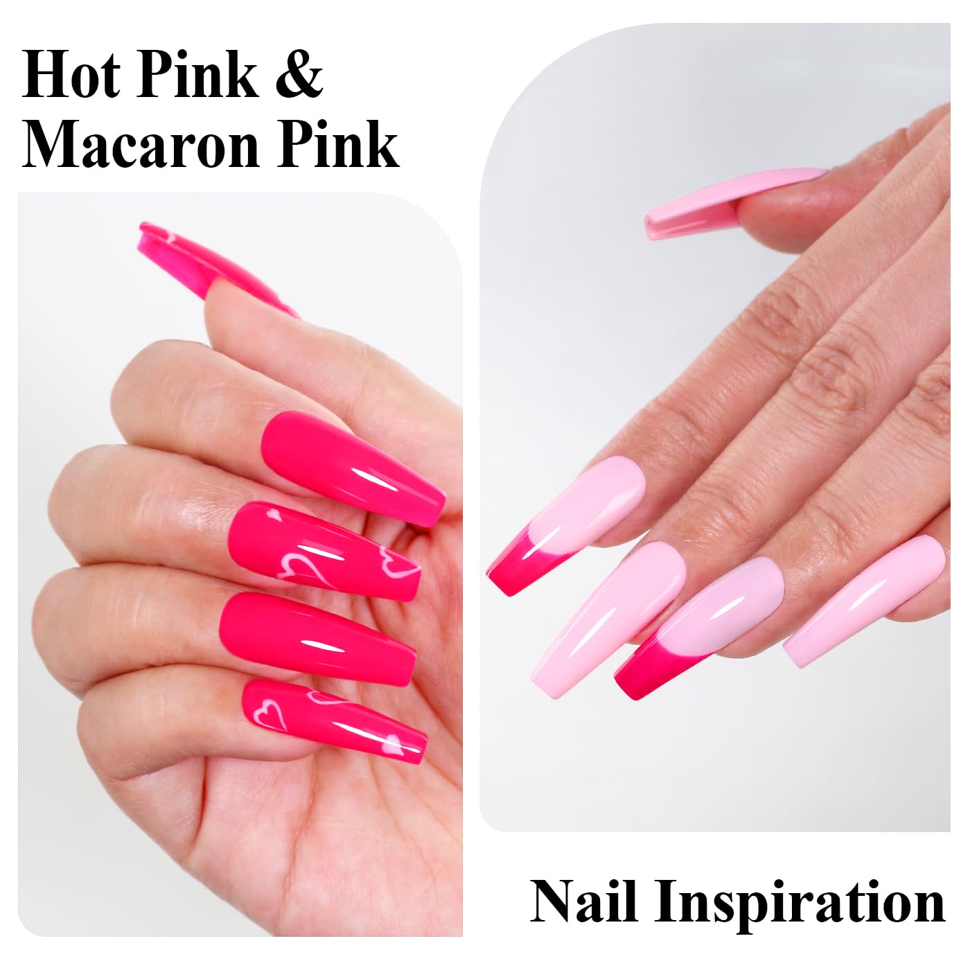 Imtiti Gel Nail Polish Kit, 2 Pcs 10ml Hot Pink & Macaron Pink Colors Gel Polish Soak Off UV LED Spring Summer Pink Gel Polish Nail Art Manicure Salon DIY Design Gel Nail Kit-GlimoraGlow