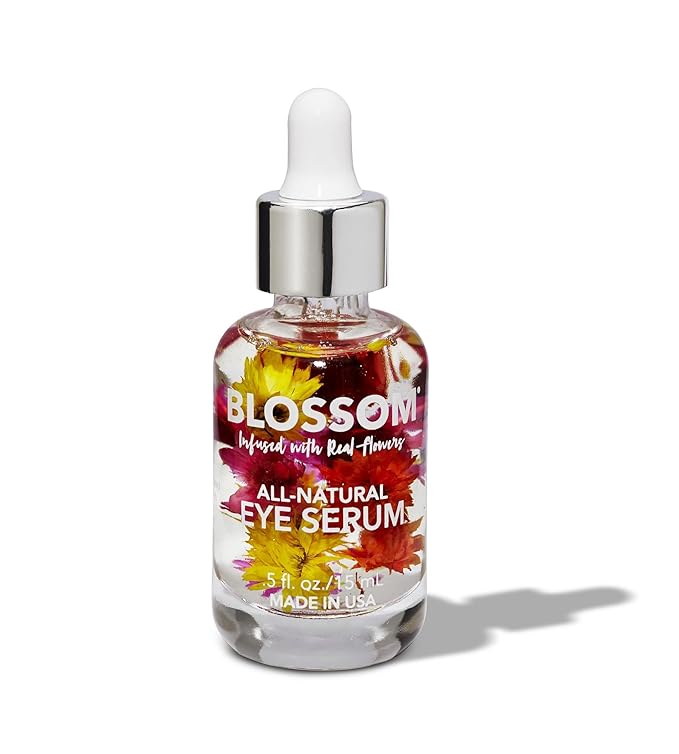 Blossom All Natural Organic Cruelty Free Moisturizing Eye Serum with Essential Oils, Infused with Real Flowers, Made in USA, 0.5 fl. oz., Summer Breeze-GlimoraGlow