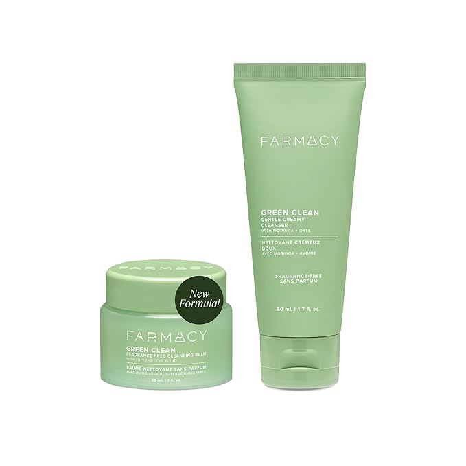 Farmacy Gentle Double Cleanse Skincare Gift Set - Fragrance-Free Gentle Creamy Face Cleanser & Makeup Remover Cleansing Balm - Melts Away Makeup & Helps Promote Healthy Skin (2 Count)-GlimoraGlow