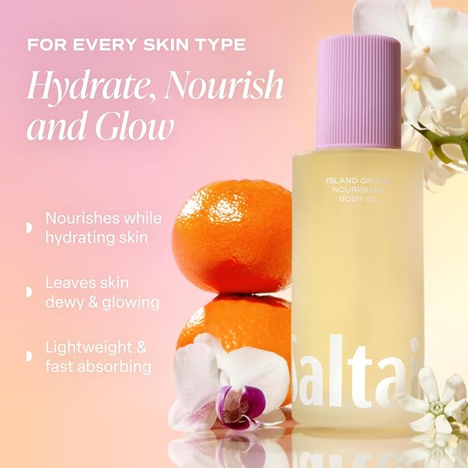 Saltair Body Oil. Luxurious Island Orchid After Shower and Bath Oil Moisturizer for Women. Botanical, Non-Greasy, and Well-Absorbing Lotion for Hydrating Dry Skin. 4oz Pump Bottle-GlimoraGlow