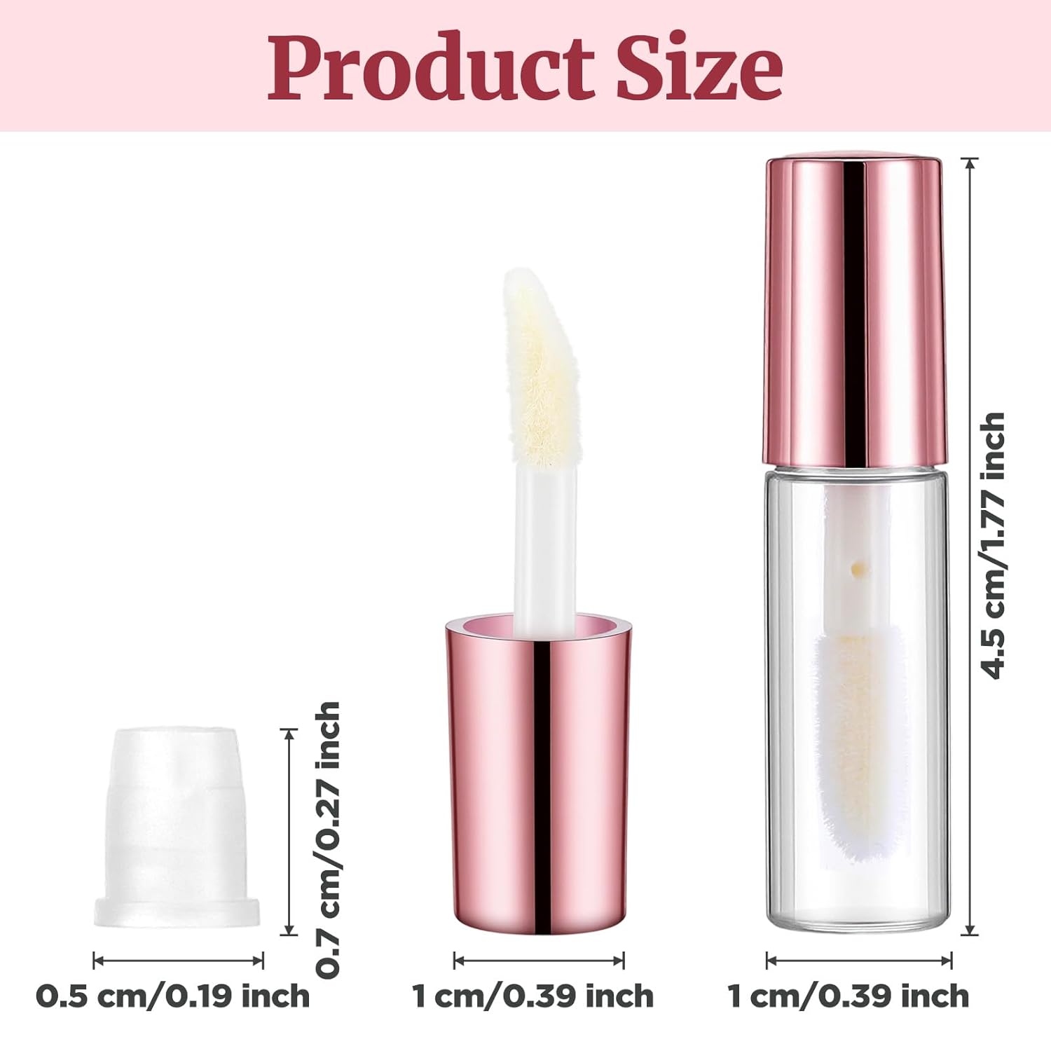 10 Pcs Empty Lip Gloss Tubes, 1.2ml Mini Refillable Lip Balm Bottles with Rubber Insert and Brush Clear Plastic Lip Balm Gloss Containers for Samples Lips Balms Travel Split and DIY Makeup-GlimoraGlow