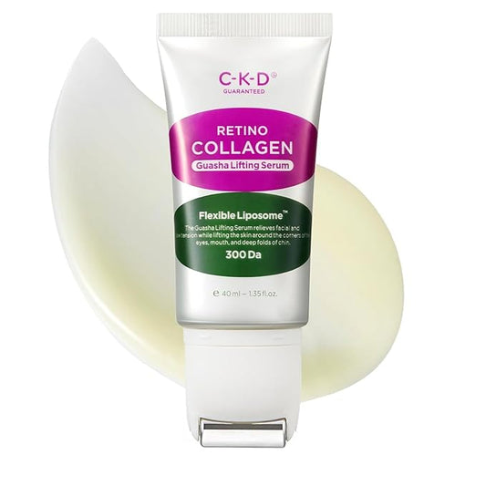 CKD Gua Sha Face Serum - Retinol Collagen Lifting Serum for Firming, Tightening, and Instant Face Lifting. Wrinkle Reduction with Massage Roller. Korean Skin Care. 1.35 fl oz-GlimoraGlow
