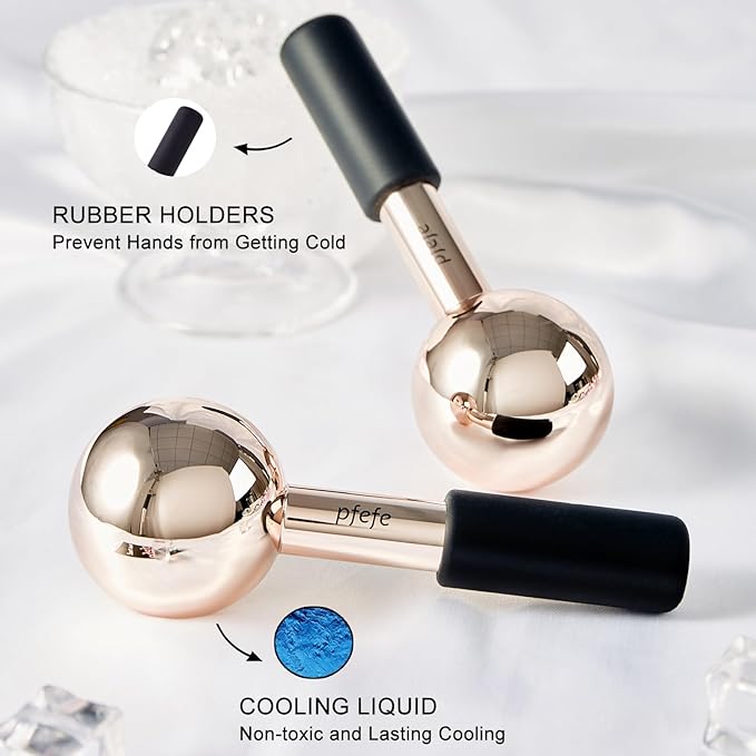 Ice Globes for Face & Eyes, Unbreakable Stainless Steel Cryo Sticks for Beauty Routines, Facials Cold Roller Colling Globes for Puffiness, Wrinkles, Dark Circles, Headaches-GlimoraGlow