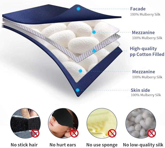 100% Natural Mulberry Soft Silk Sleep Mask, Light Blocking Eye Masks For Sleep, Night Blindfold Eye Mask Cover For Men And Women, Sleeping Night Mask For Travel (Pink)-GlimoraGlow