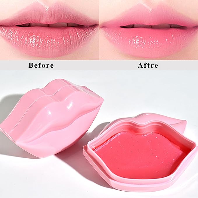 20pcs Pink Lip Masks Sheet,Moisturizing Crystal Collagen Gel Anti-Aging Lip Patches,Reduces Lip Lines Plump Dry Lips Lip Care with Box-GlimoraGlow