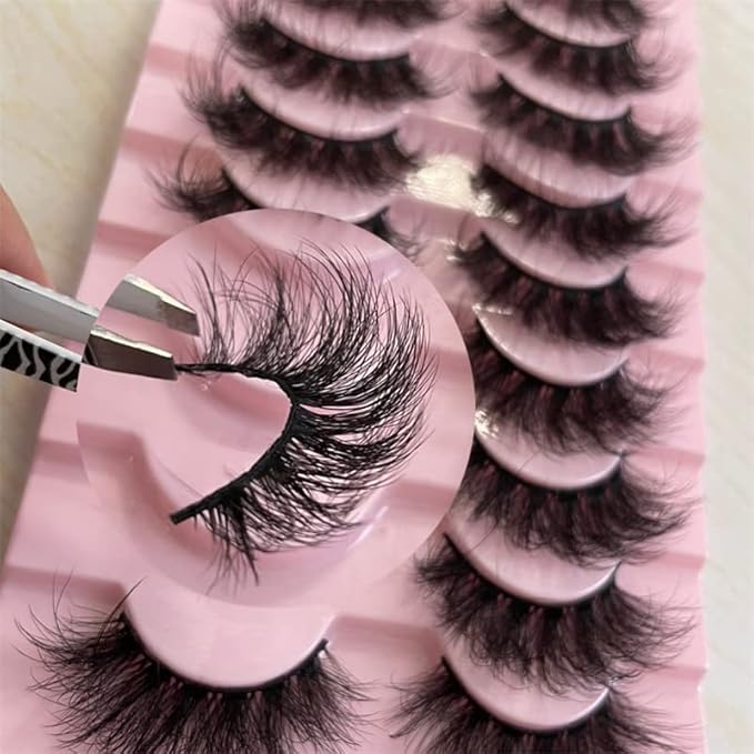 FANXITON Mink Lashes False Eyelashes Dramatic Full Mink Lashes Wispy 19 MM Natural Look 3D Fake Eyelashes 10 Pairs Pack-GlimoraGlow