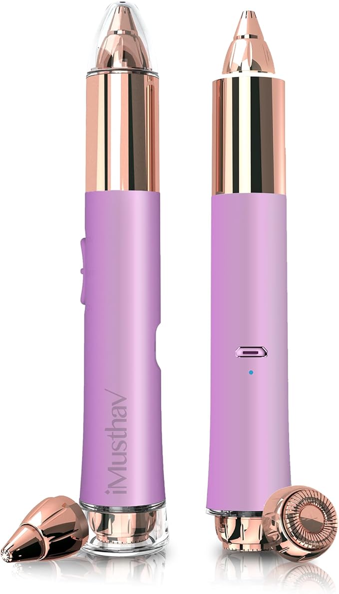 2 in 1 Eyebrow and Facial Hair Remover for Women Painless Flawless Electric Razor Epilator Trimmer Shaver with 18K Gold-Plated, USB Rechargeable, 360° LED for Eyebrow and Face Hair Removal-GlimoraGlow