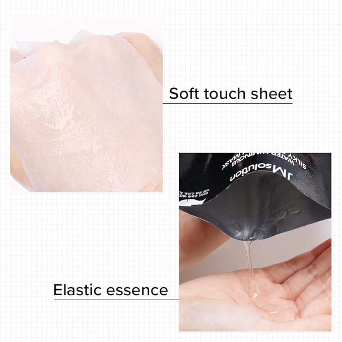 JMsolution Water Luminuous Silky Cocoon Black Mask - Korean Skincare Facial Mask - Silkworm extract amino acid -Nutrition and Moisturization Synergy - 10 sheets for a sensitive skin-GlimoraGlow