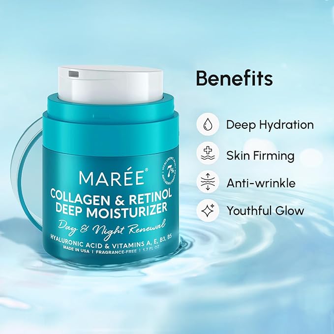 MAREE Face Moisturizer Collagen Cream for Face Gift Set 2 Pack - Hyaluronic Acid & Retinol - Anti-Aging Wrinkle Creams - Crema Para La Cara-GlimoraGlow