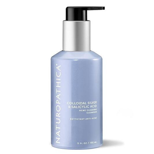 Naturopathica Colloidal Silver and Salicylic Acid Acne Clearing Cleanser, Reduce Blemishes and Acne Scars, Clarifying Face Wash for Men and Women, 5 fl oz-GlimoraGlow