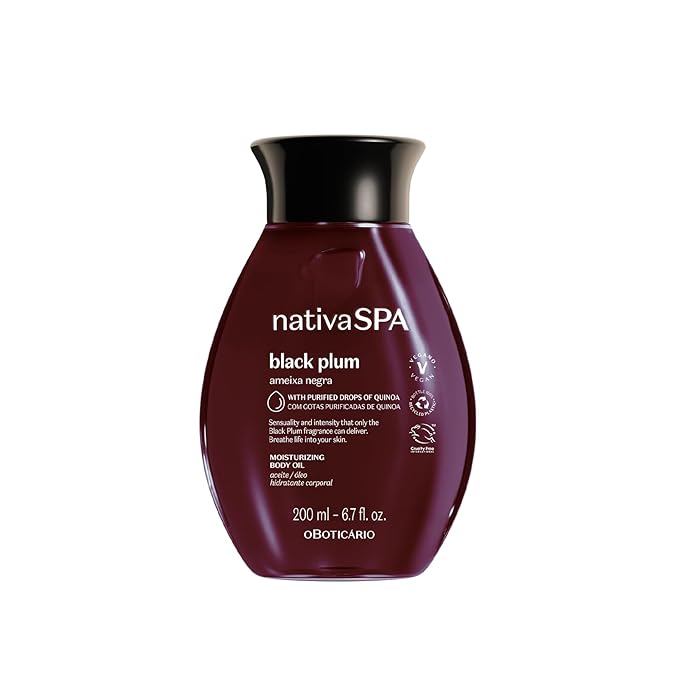 Nativa SPA by O Boticário, Black Plum Body Oil, Scented Moisturizer, Enriched with Purified Quinoa Drops to Boost Hydration, 6.8 Ounce-GlimoraGlow